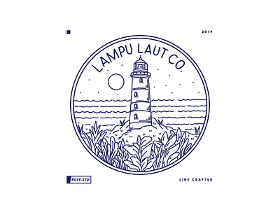 Lighthouse and nature badge - hand drawn procreate