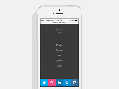 Portfolio menu iphone menu mobile navigation portfolio social