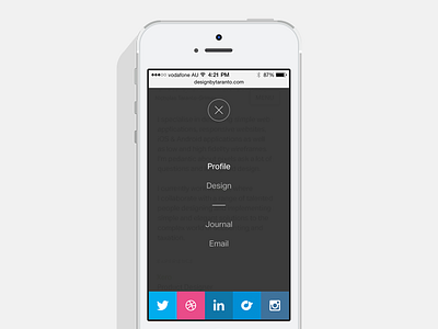 Portfolio menu iphone menu mobile navigation portfolio social