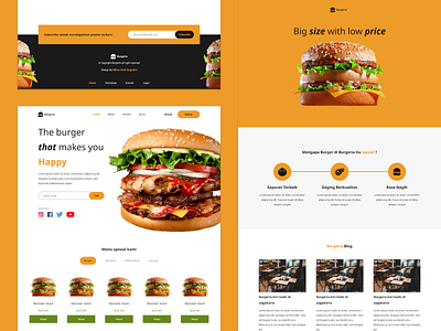 Burgeria - Landing Page UI Concept adobe xd branding burger design designui landing page landing page design minimal restaurant ui uidesign ux web website xd