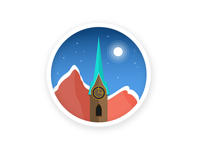 Zurich badge flatdesign flaticon icon illustration mountain night zurich