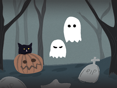 Happy Halloween! cartoon cemetery comic cute design drawing funny ghosts halloween illustration spooky