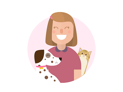 Mom and pets cat design dog doodle flat flat illustration icon illustration mother pets portrait