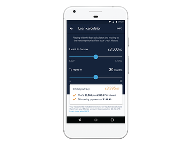 Loan Calculator android bank bank app design finance lending loan loan calculator monzo product product design ui ux