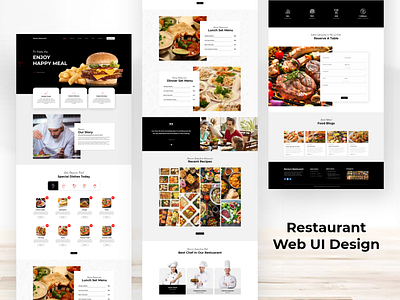 Restaurant UI Design app design icon illustration illustrator typography ui ux vector web website