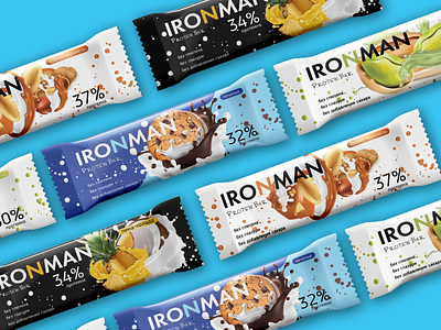 Protein bars for the IRONMAN branding design graphic design identity illustration package