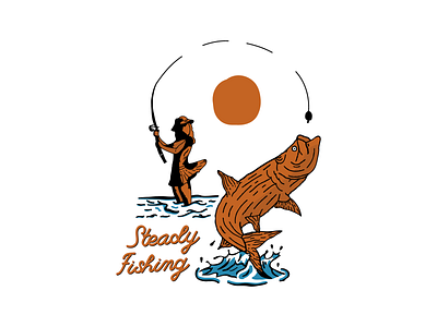 Steady Fishing animal branding design fishing hand drawn illustration illustrator shirtdesign typography