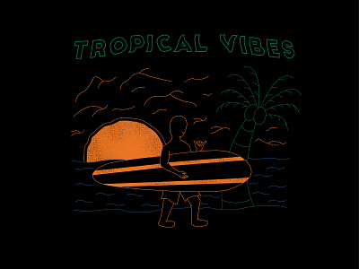 Tropical Vibes branding design illustration illustrator lettering logo minimal shirtdesign typography vector