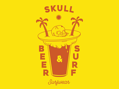 Skull, Beer and Surf branding design illustration illustrator lettering logo shirtdesign tshirtdesign typography vector visual design