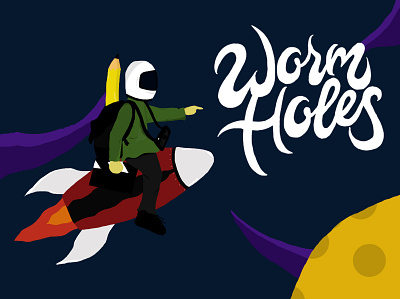 Worm Holes astronaut branding design galaxy illustration illustrator lettering shirtdesign typography vector visual design