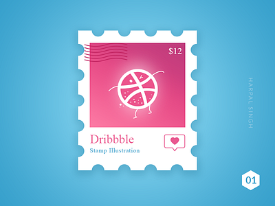 Dribbble Stamp dribbble happy illustration stamp