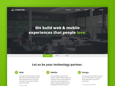 The new Webonise website beta design development home lab landing ui ux web webonise website