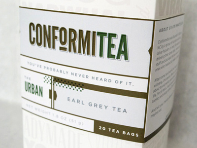 Conformitea gotham gothic league package design packaging student tea