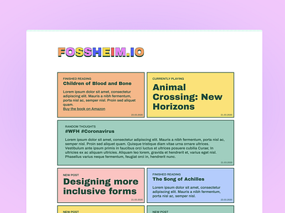 Personal blog design blog blog design blogging colors css design minimalistic personal rainbow type typography web