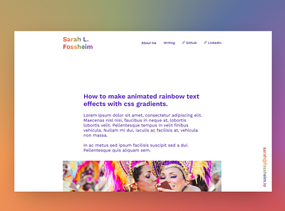 Portfolio site: blog post example blog blog post colors css design minimalistic personal portfolio pride rainbow typography ui web writing