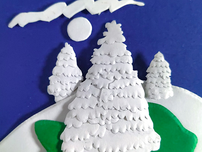 Diy papersculpture of christmas tree covered in snow 2020 animation artdirection diy handmade papeersculpture paperart paperartist paperchristmascard papercraft papercut paperengineering paperlove papersculpting snow stopmotion winter