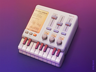 ECR230 - Psycho synthesizer concept. concept art illustration illustrator keyboard piano keys scifi synthesizer synthpop vector vector art