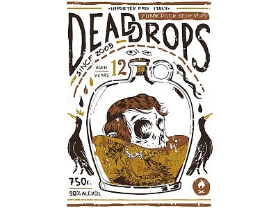 Dead Drops alcohol digital drawing illustration jar punk screenprint skull t shirt design