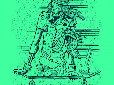 Skater Zombie bitmap body digital drawing fluo illustration merchandise punk punkrock skate trash zombie