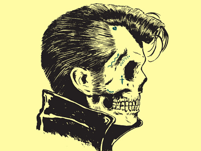 Elvis 50s design dude elvis hair illustration king merchandise screen printing skull tattoo