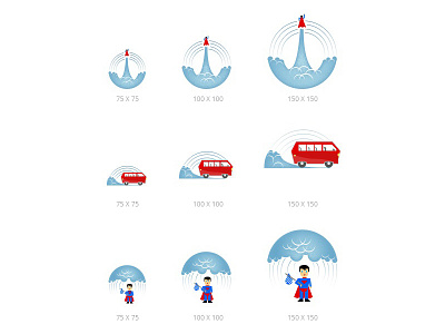 Badges bus hero rain travel