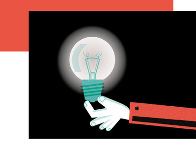 Full of ideas! admind eureka hand idea illustration light lightbulb line art vector
