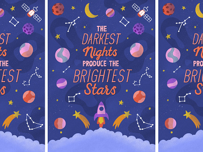 The Darkest Nights Produce the Brightest Stars customtype design hand drawn type hand lettering illustration lettering motivation motivational quotes poster design typedesign typography