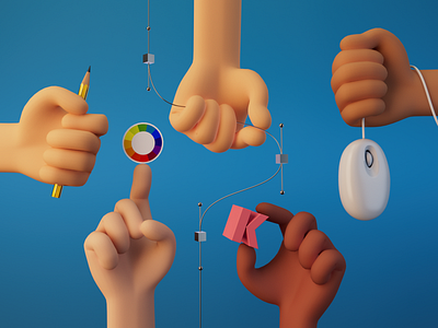 HK Grafisk - #2 of 3 3d cinema4d hands illustration tools