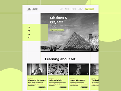 The Louvre Landing Page Redesign Concept black branding concept design redesign sketch sketch app typography ui ui ux design ux web webdesign webdesigner website white yellow