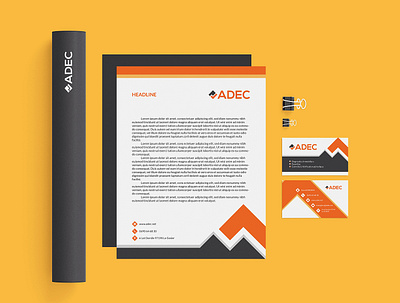 ADEC - Corporate identity (Business card, Letterhead) adobe illustrator adobe photoshop black branding bright businesscard clean corporate identity design graphic graphic design identitydesign letterhead logo mockup photoshop redesign stationery stationery design typography