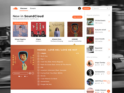 SoundCloud Website Redesign Concept - Discover (Home Page)
