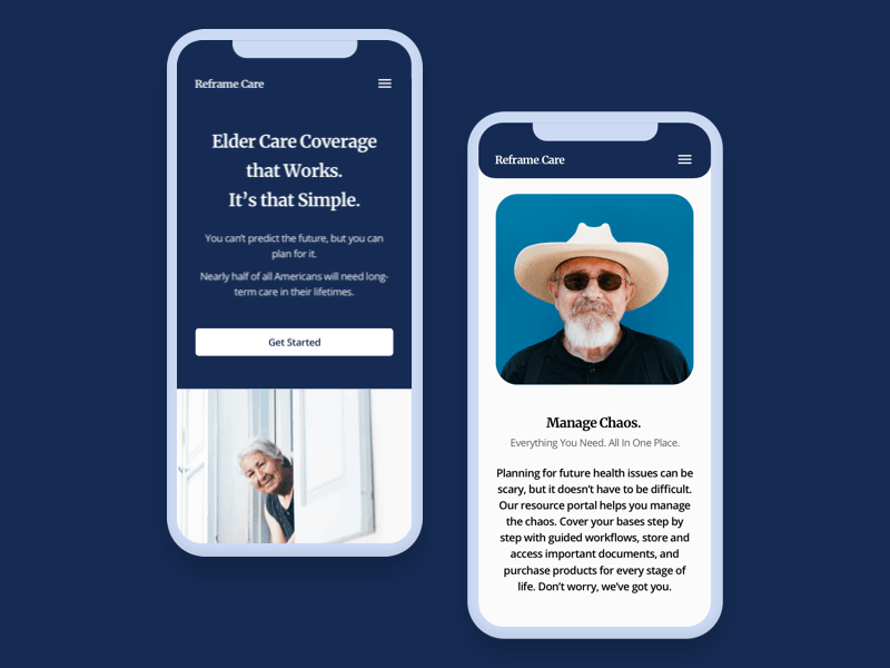 Reframe Care - Landing Page (Adapted Mobile Version, Motion)
