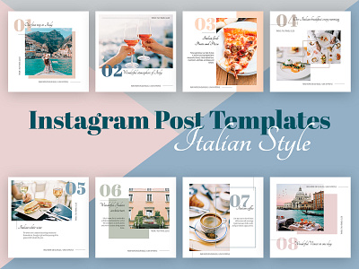 Instagram Post Templates – Italian Style adventure blog blogger creative design instagram instagram posts instagram template italia italian style post template travel vacation wanderlust