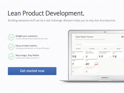 New Landing Page development focus kanban kievit landing lean macbook air page paper product stamps ticks