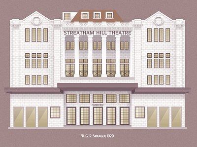 Streatham Hill Theatre 1920s architecture architecture illustration art deco illustration london streatham theatre