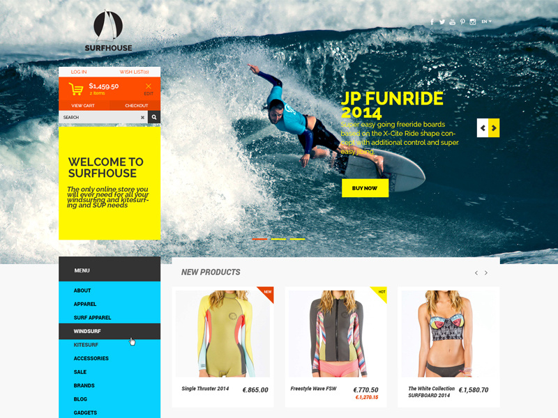Surfhouse - Free .Psd eCommerce Template free freebies template psd website ecommerce shop