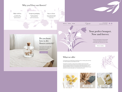 Flower studio website brand design branding flower flower illustration flowers illustration art illustrations purple shop webdesign website