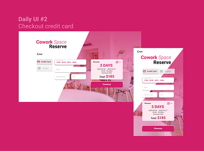 Daily UI #2 Checkout credit card - Coworking app argentina card challenge checkout cowork coworking credit daily daily ui design figma service ui ux web design webdesign working