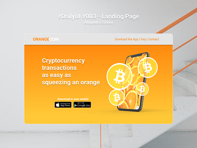 #DailyUI #003 - Landing Page - Orange Coin - Crypto