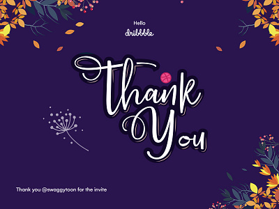 Thank You creative illustration invite purple thank you typography vector