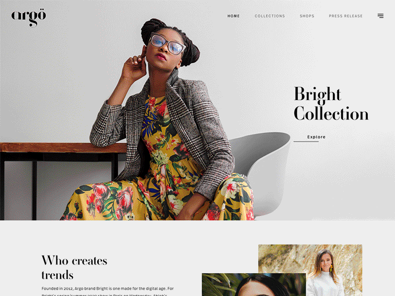 Argo Fashion Website creative elegant design fashion brand interactive luxury trend typogaphy ui ux web design