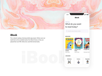iBook mobile app adobe xd creative ebook ebook app inspiration interactive mobile app text to speach trending typography ui ux