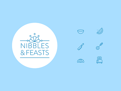 Nibbles & Feasts branding food icon set logodesign vector