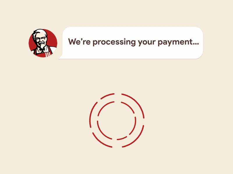 KFC Payment Completed animation credit card kfc kiosk outline payment red ui