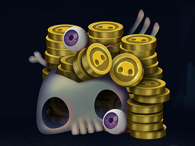Game currency coins currency game app game art game currency illustration money skull ui