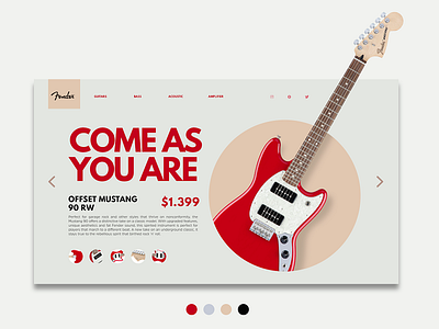 FenderShop Ui Concept branding creative design design fender flat grunge guitar identity lettering minimal shop ui ux web website