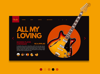 FenderShop UI Concept app branding design ecommerce fender flat guitar minimal ui ux web website