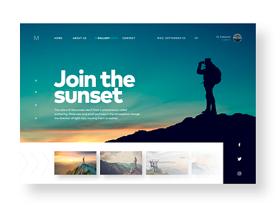Join the Sunset - UI concept adobe xd design flat landing page photoshop travel ui ux web website