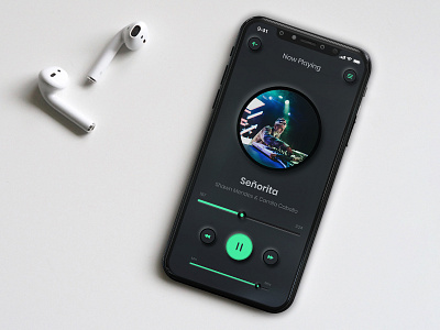 Music player UI design adobe xd dark ios music music app music player music player ui skeumorphic ui ux ux