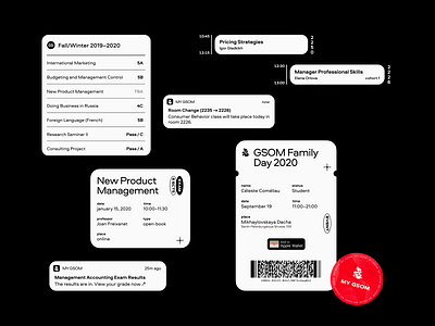 My GSOM Student App app branding campus education grades mobile mobile app notifications pass stickerdesign stickers student typography ui uiux university wallet